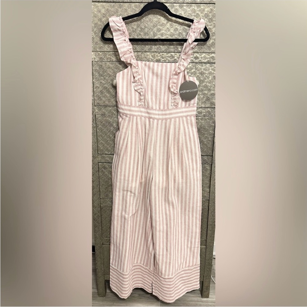 &MERCI Emilia Rae White & Red Ruffle Culotte Jumpsuit